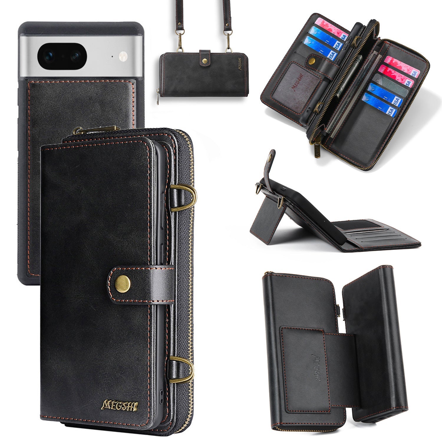 Pixel8 Wallet Phone Leather Case with Shockproof and Magnetic Suction - Teleplus pixel8 wallet phone leather