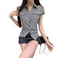 Plaid Cotton Short Sleeve Shirt for Women Men Loose Fit Spring Summer - Teleplus
