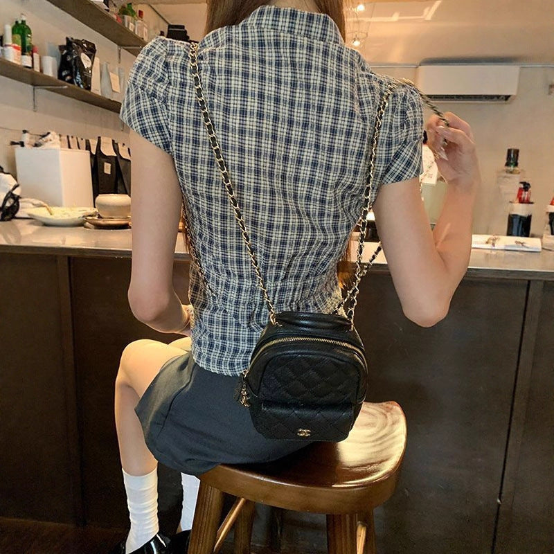 Plaid Cotton Short Sleeve Shirt for Women Men Loose Fit Spring Summer - Teleplus