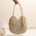 Plaid Grandma Style Tassel Woven Shoulder Bag Soft Medium Purse for Women