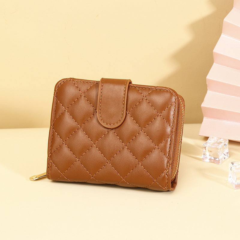 Plaid Lining Polyester Suitcase with PU Leather Urban Packing Wallet in United States - Rhombus Wallet: Where Coins Go