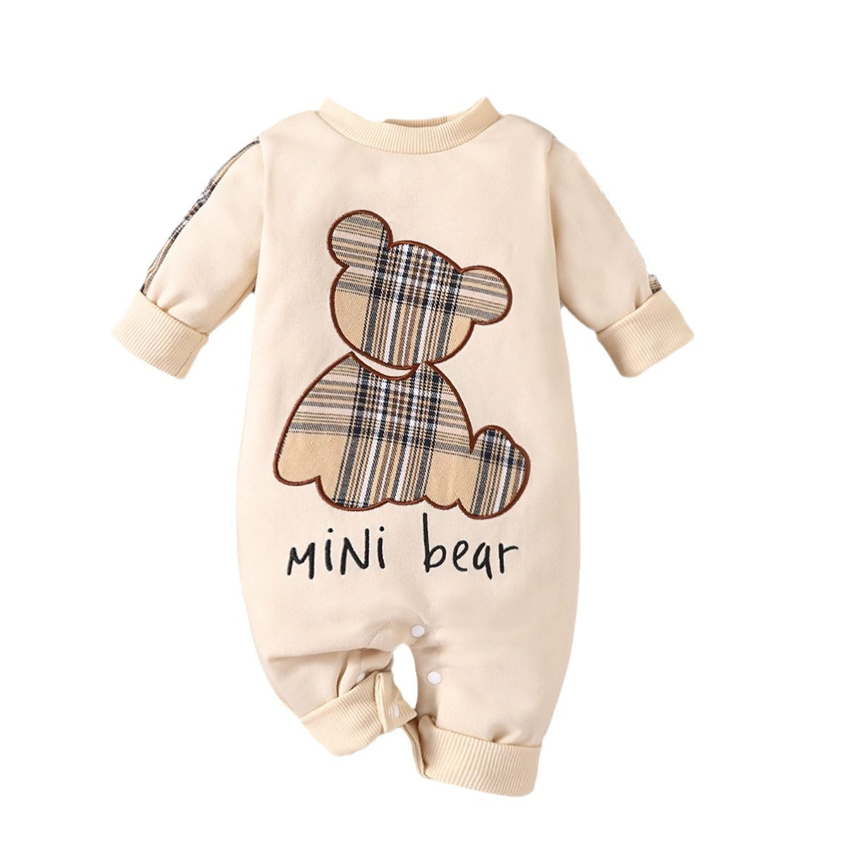 Plaid Patch Bear Long Sleeve Adjustable Overalls - Plaid Patch Bear Overalls for Tiny Trendsetters