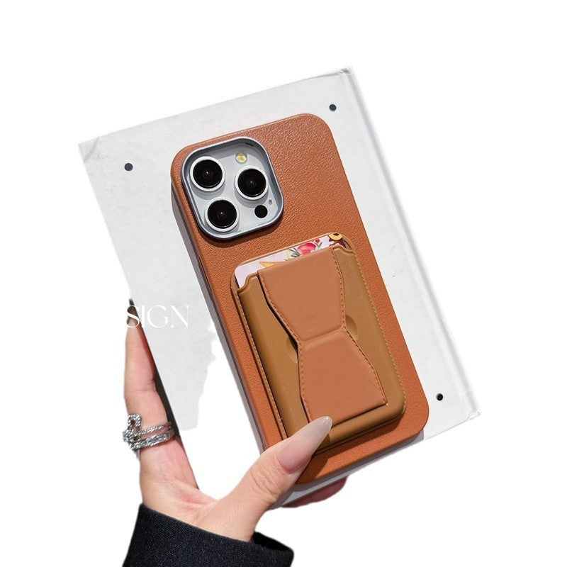 Plain Leather Pattern Card Holder for Apple Devices in Multiple Colors - plain leather pattern card holder