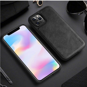 Plain Leather Phone Case for iPhone Compatibility with Solid Colors - Models leather phone case plain