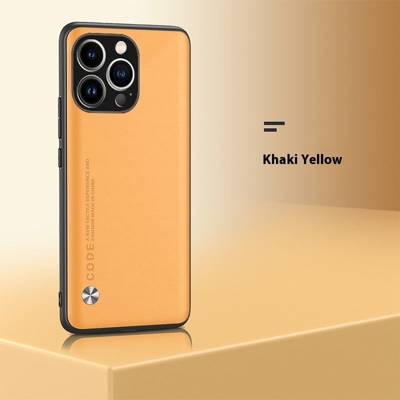 Plain Leather Protective Cover for Apple Shockproof with Danxia Orange and Qingshan Dai Designs - plain leather