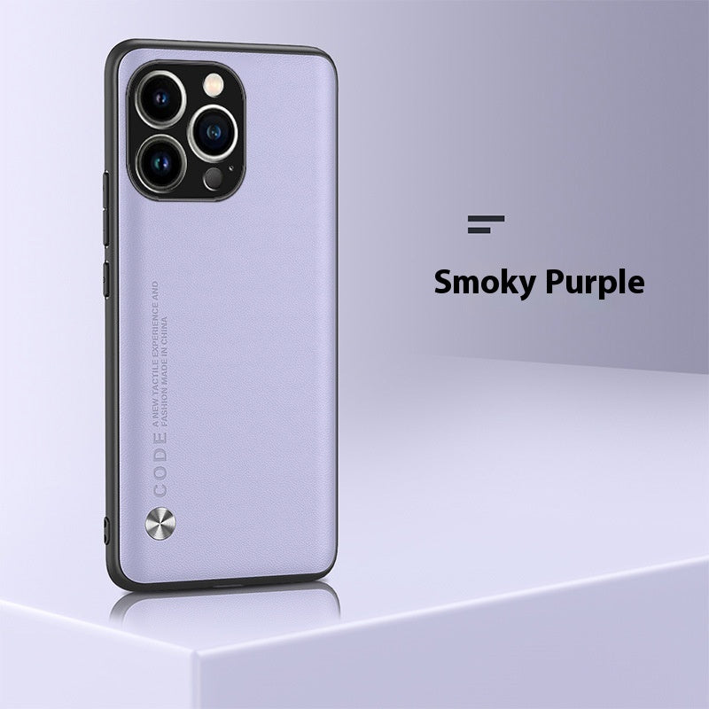 Plain Leather Protective Cover for Apple Shockproof with Danxia Orange and Qingshan Dai Designs - plain leather