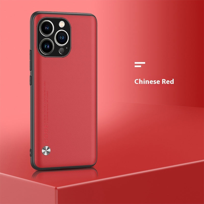 Plain Leather Protective Cover for Apple Shockproof with Danxia Orange and Qingshan Dai Designs - plain leather