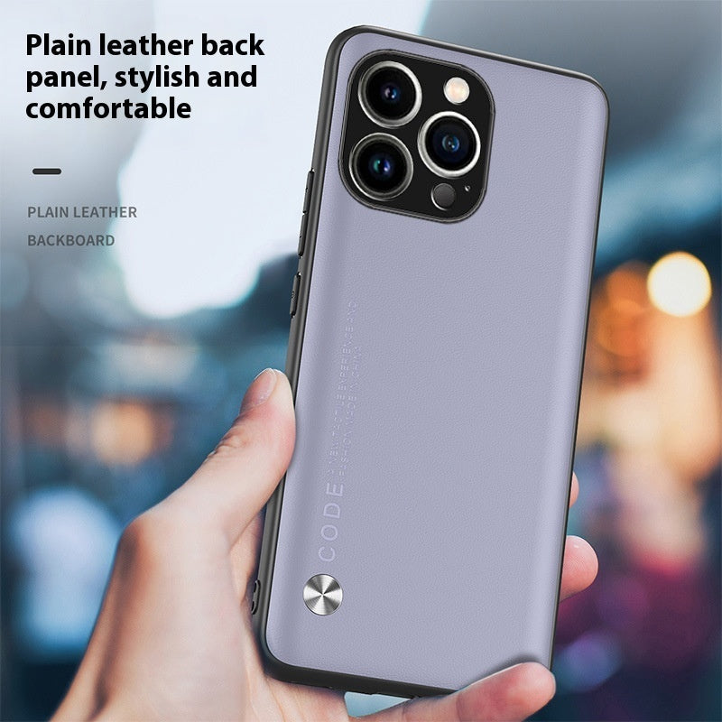 Plain Leather Protective Cover for Apple Shockproof with Danxia Orange and Qingshan Dai Designs - plain leather