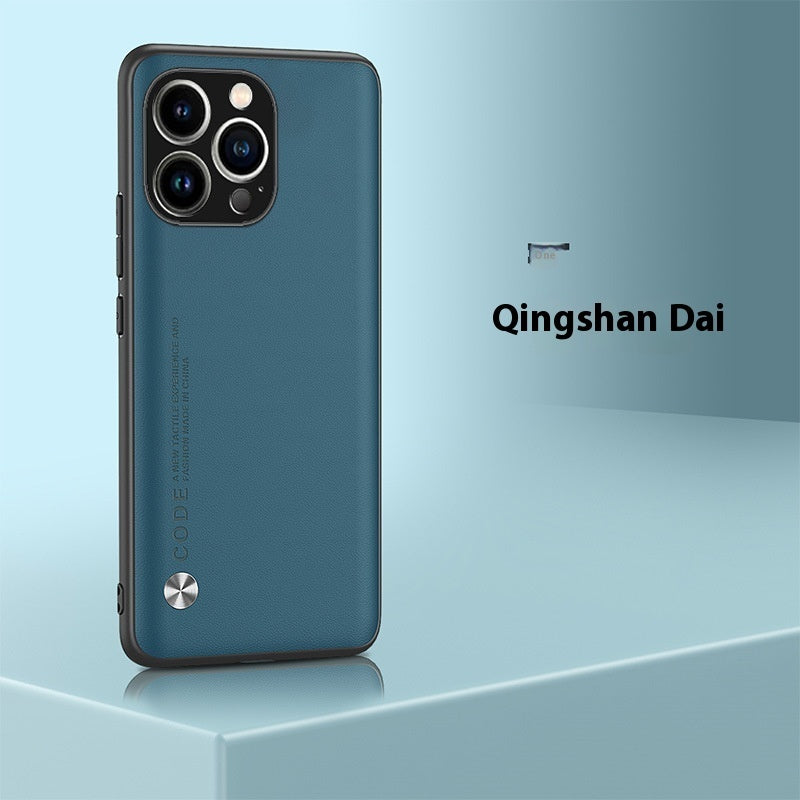 Plain Leather Protective Cover for Apple Shockproof with Danxia Orange and Qingshan Dai Designs - plain leather