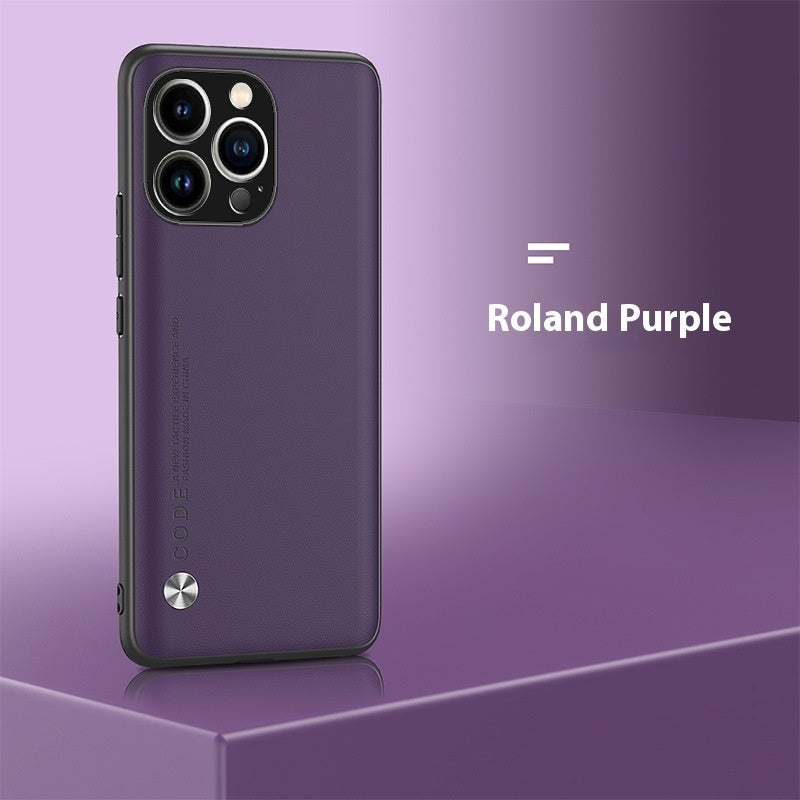 Plain Leather Protective Cover for Apple Shockproof with Danxia Orange and Qingshan Dai Designs - plain leather