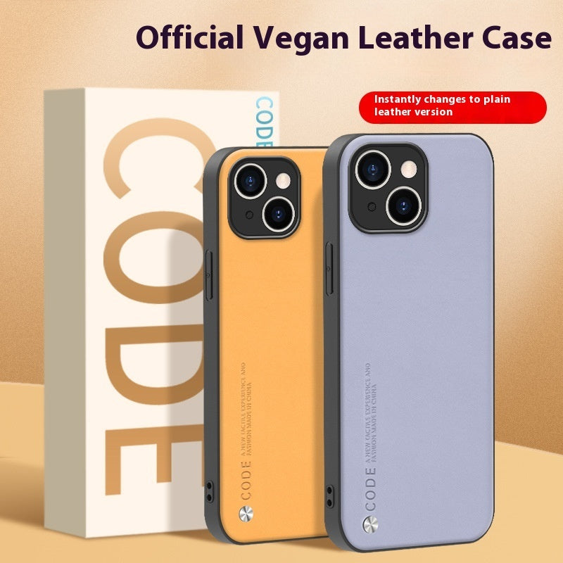 Plain Leather Protective Cover for Apple Shockproof with Danxia Orange and Qingshan Dai Designs - plain leather