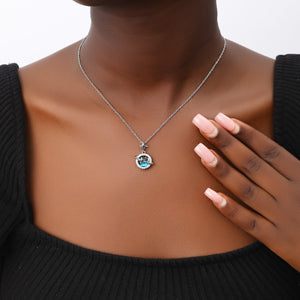 Planet Titanium Steel Necklace with Copper and Sapphire Blue Pendants - Pendant planet titanium steel necklace