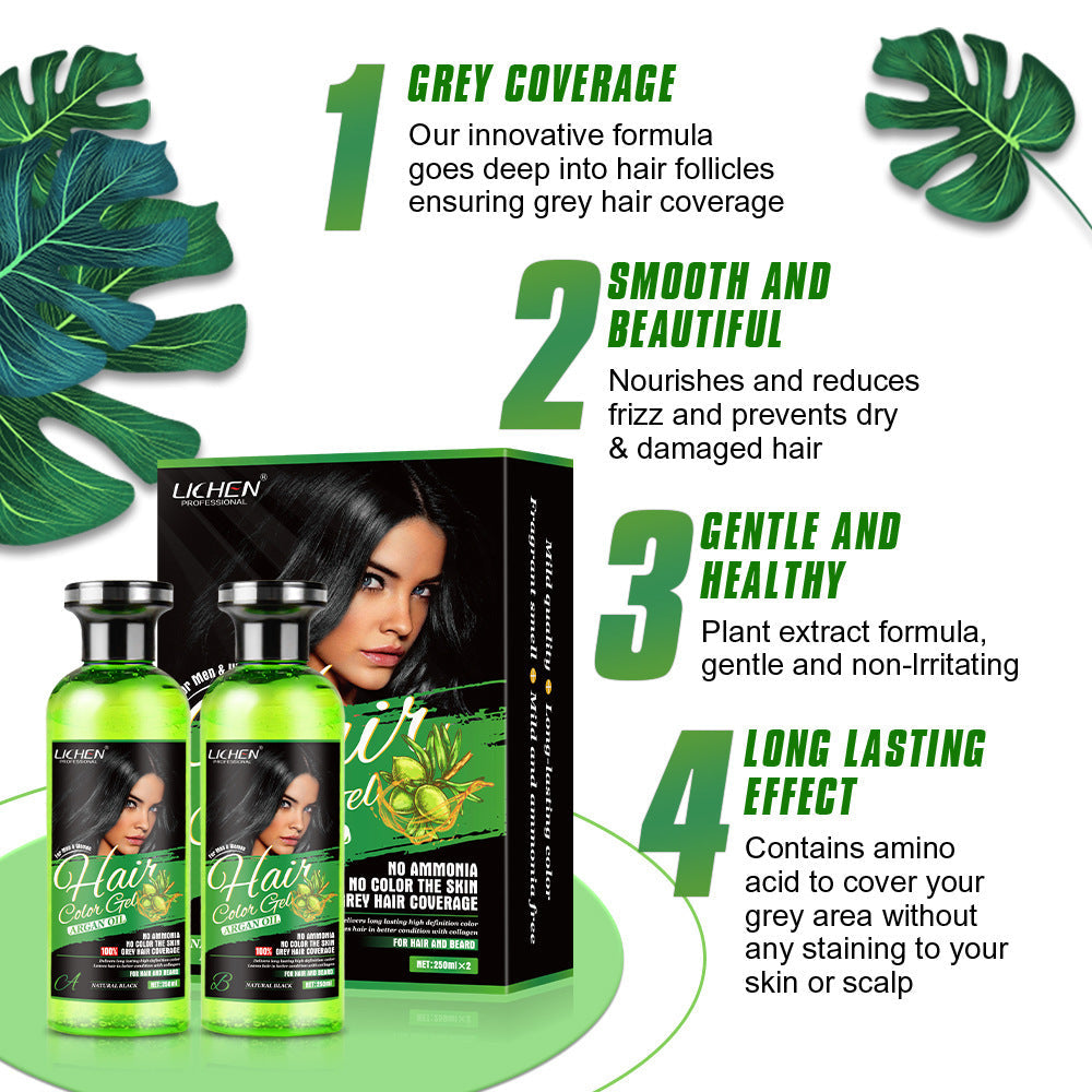 Plant Hair Dye Set Black and Brown 500ml Scalp Color Cream - Teleplus scalp plant hair dye