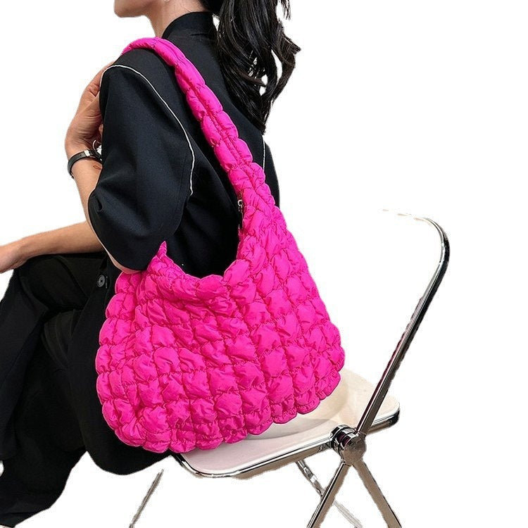 Pleated Cloud Bag Fashion Shoulder Portable Large Polyester Daily Match - Teleplus pleated cloud bag fashion shoulder