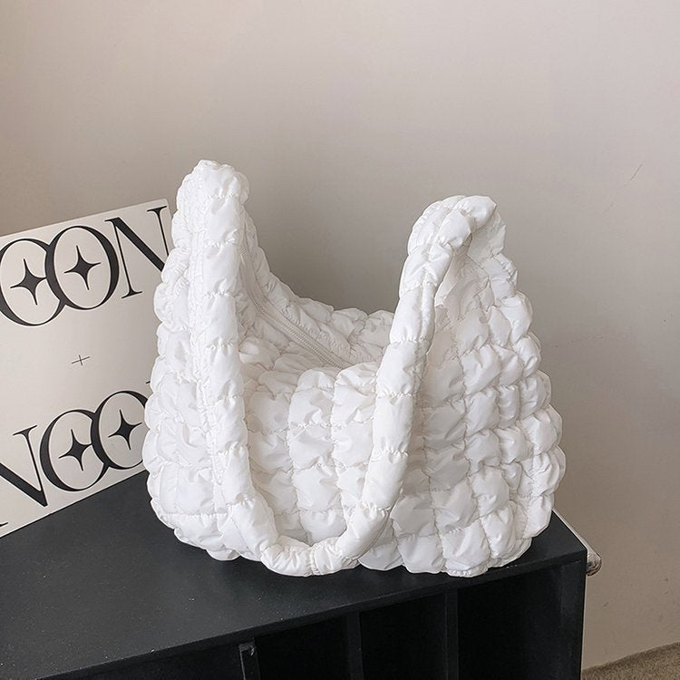 Pleated Cloud Bag Fashion Shoulder Portable Large Polyester Daily Match - Teleplus pleated cloud bag fashion shoulder