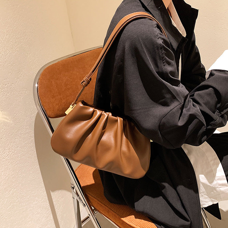 Pleated Cloud Bag Underarm Leather Shoulder Messenger in Multiple Colors - pleated cloud bag underarm texture shoulder