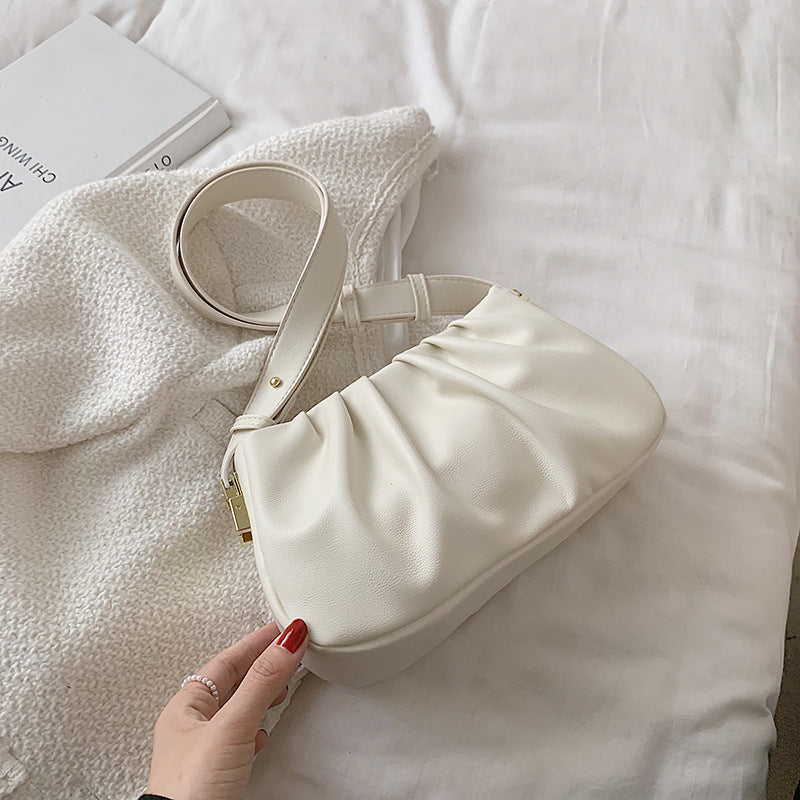Pleated Cloud Bag Underarm Leather Shoulder Messenger in Multiple Colors - pleated cloud bag underarm texture shoulder