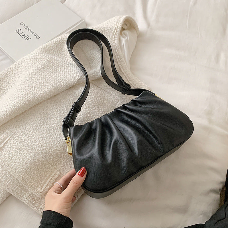 Pleated Cloud Bag Underarm Leather Shoulder Messenger in Multiple Colors - pleated cloud bag underarm texture shoulder
