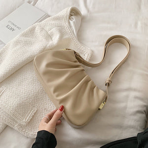 Pleated Cloud Bag Underarm Leather Shoulder Messenger in Multiple Colors - pleated cloud bag underarm texture shoulder