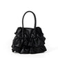 Pleated Ruffled Handbag Casual Messenger Bag with Sandwich Pocket and Inner Zipper - pleated ruffled handbag casual
