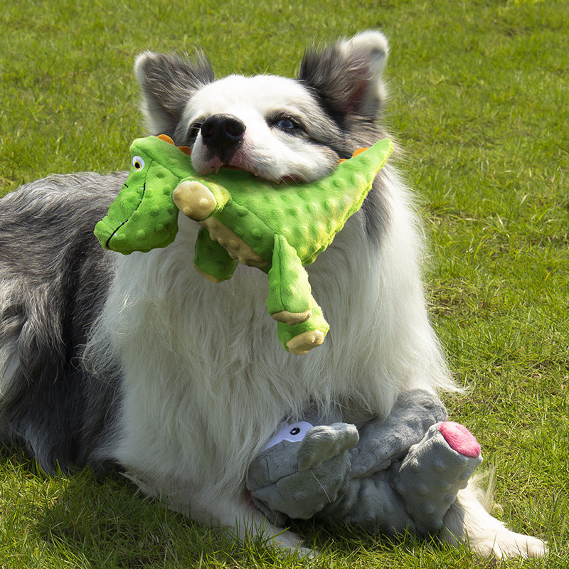 Plush Animal Pet Toys Set Crocodile Elephant Shark Soft Chew Toy for Small Pets - Teleplus