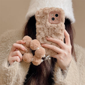 Plush Chain Applicable Phone Lanyard with Furry Bracket and Shockproof Flannel - Teleplus plush chain applicable phone