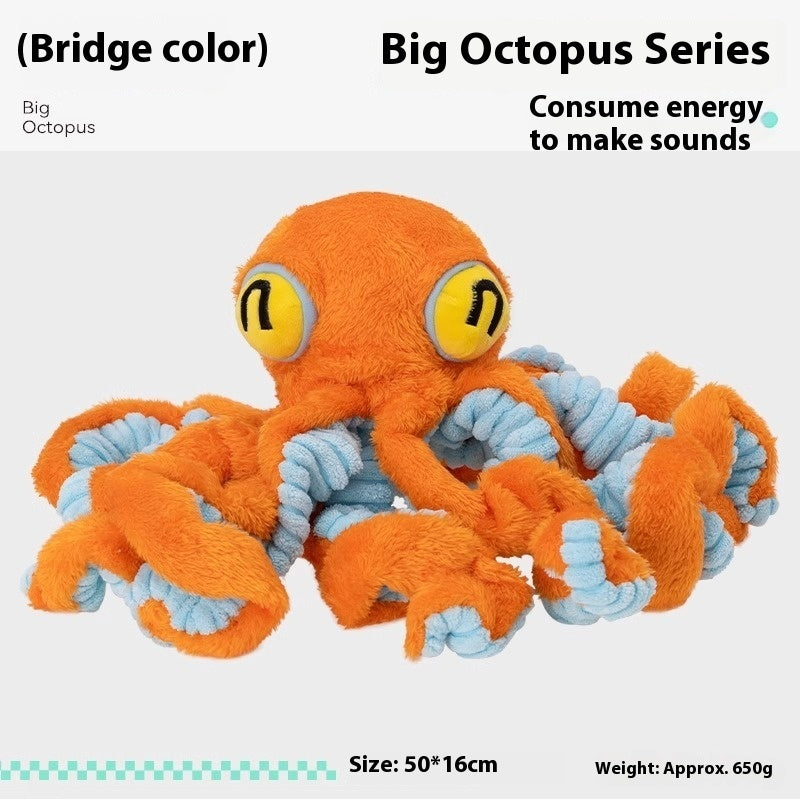 Plush Octopus Cat Toy Blue and Orange Soft Chew for Indoor Cats - Teleplus