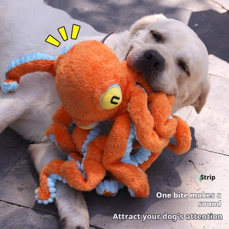 Plush Octopus Cat Toy Blue and Orange Soft Chew for Indoor Cats - Teleplus