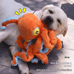 Plush Octopus Cat Toy Blue and Orange Soft Chew for Indoor Cats - Teleplus