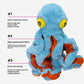 Plush Octopus Cat Toy Blue and Orange Soft Chew for Indoor Cats - Teleplus