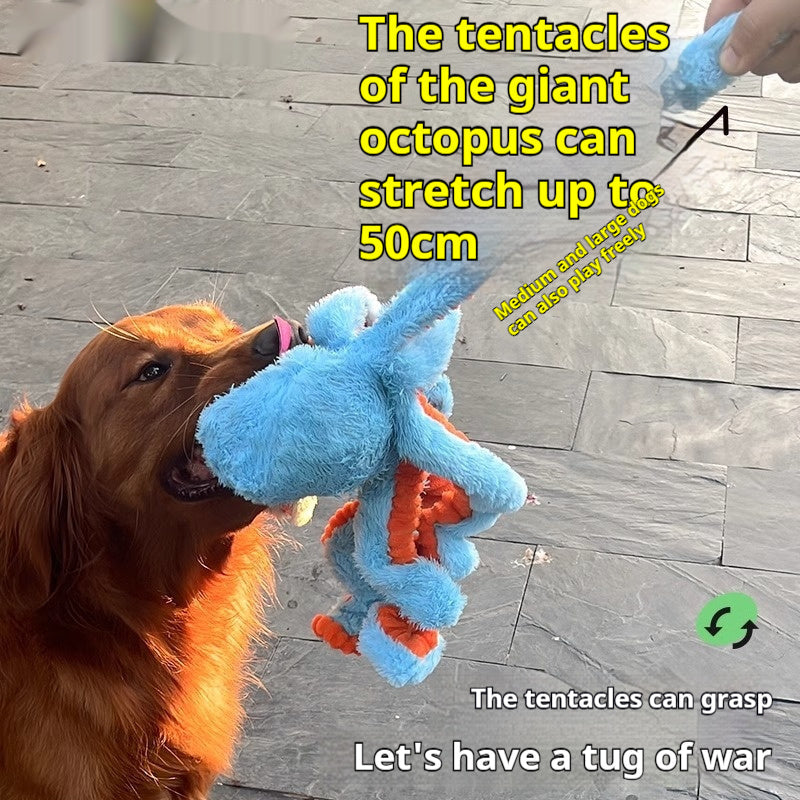 Plush Octopus Cat Toy Blue and Orange Soft Chew for Indoor Cats - Teleplus