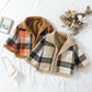 Plush Plaid Reversible Coat for Kids with Wool Fabric and Cotton Lining - Teleplus plush plaid reversible coat