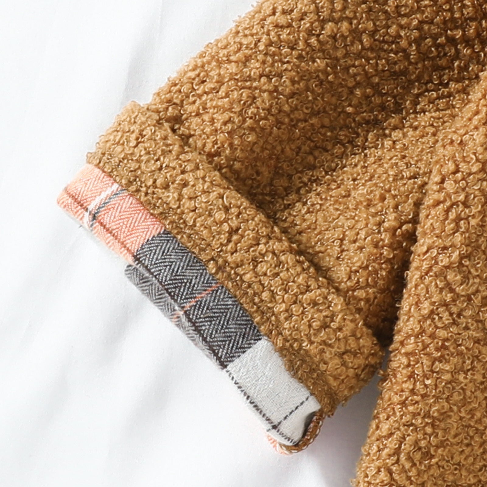 Plush Plaid Reversible Coat for Kids with Wool Fabric and Cotton Lining - Teleplus plush plaid reversible coat