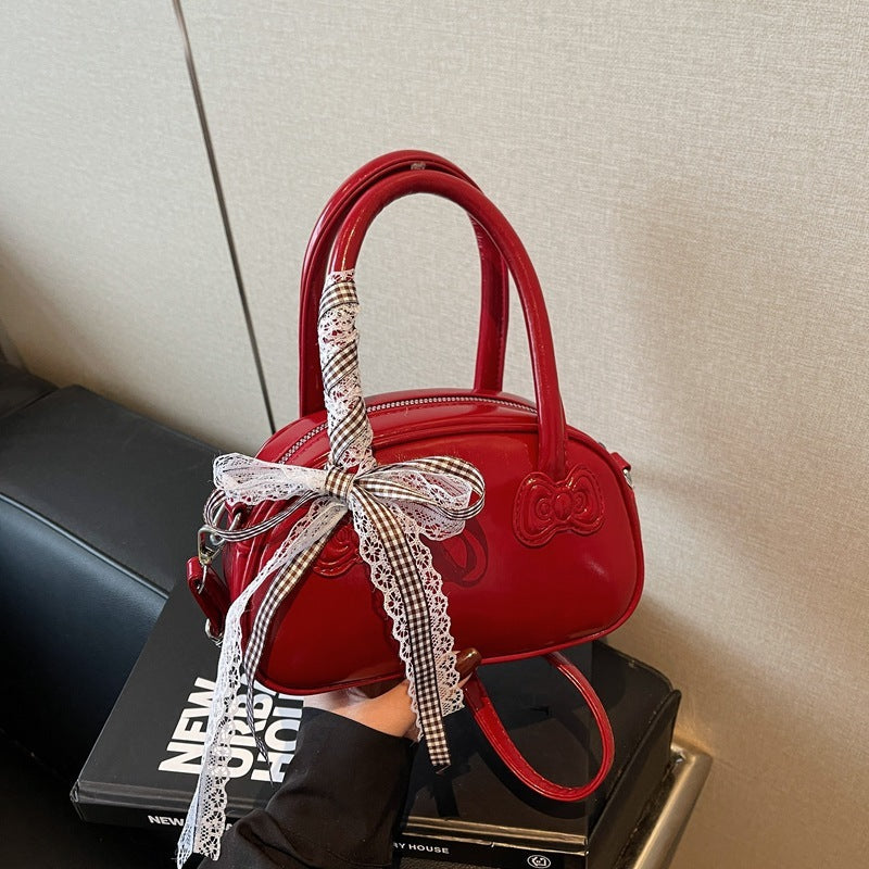 Polyester Crossbody Shoulder Bag Medium PU Purse in Purple Red White Pink Black - Teleplus