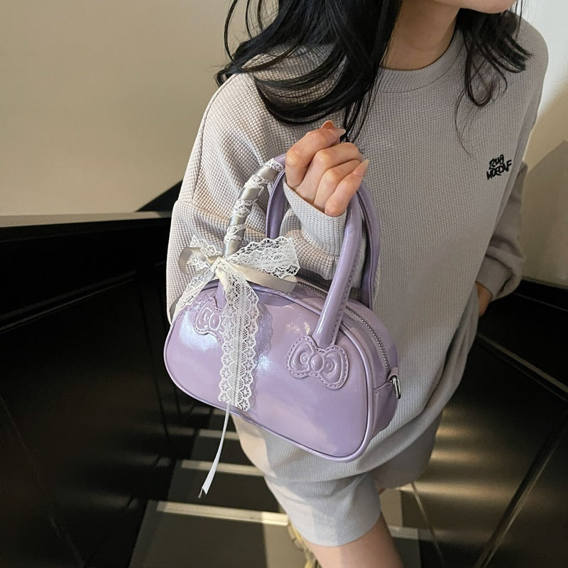 Polyester Crossbody Shoulder Bag Medium PU Purse in Purple Red White Pink Black - Teleplus