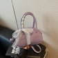 Polyester Crossbody Shoulder Bag Medium PU Purse in Purple Red White Pink Black - Teleplus