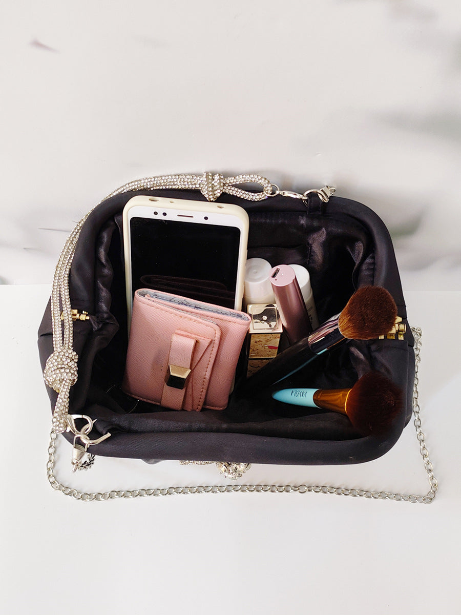 Polyester Shoulder Messenger Bag with Chain and Diamond Detailing - Teleplus Diamonds dinner bag shoulder messenger