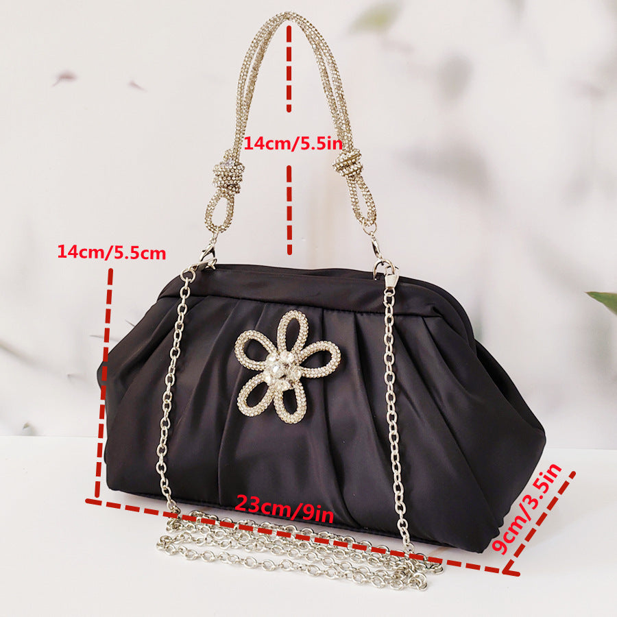 Polyester Shoulder Messenger Bag with Chain and Diamond Detailing - Teleplus Diamonds dinner bag shoulder messenger