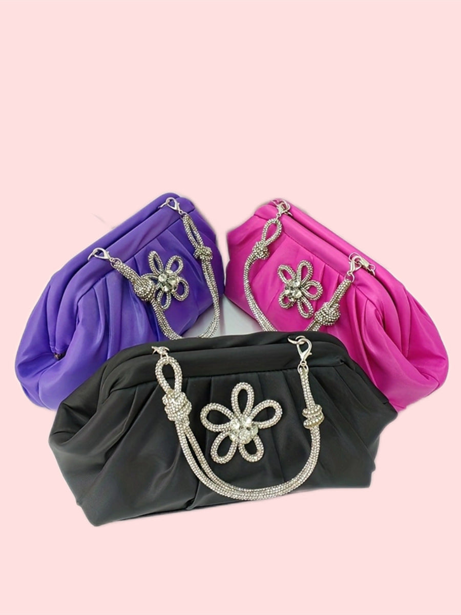 Polyester Shoulder Messenger Bag with Chain and Diamond Detailing - Teleplus Diamonds dinner bag shoulder messenger