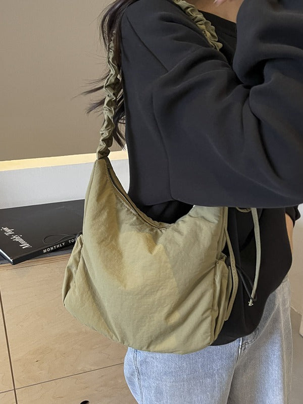 Polyester Travel Tote Bag Medium Soft Foldable Urban Lining Zipper Pocket - with Teleplus