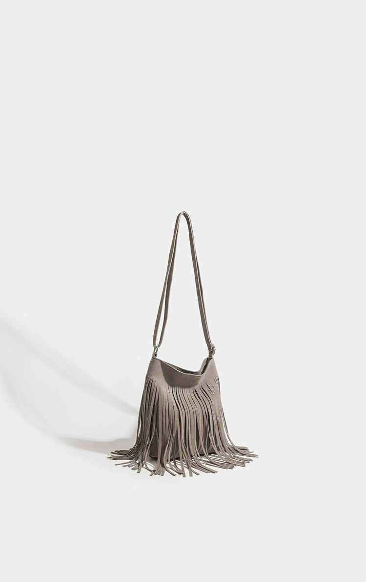 Popular Shoulder Bag with Artistic Tassel and Simple Design in Synthetic Leather - artistic tassel simple popular