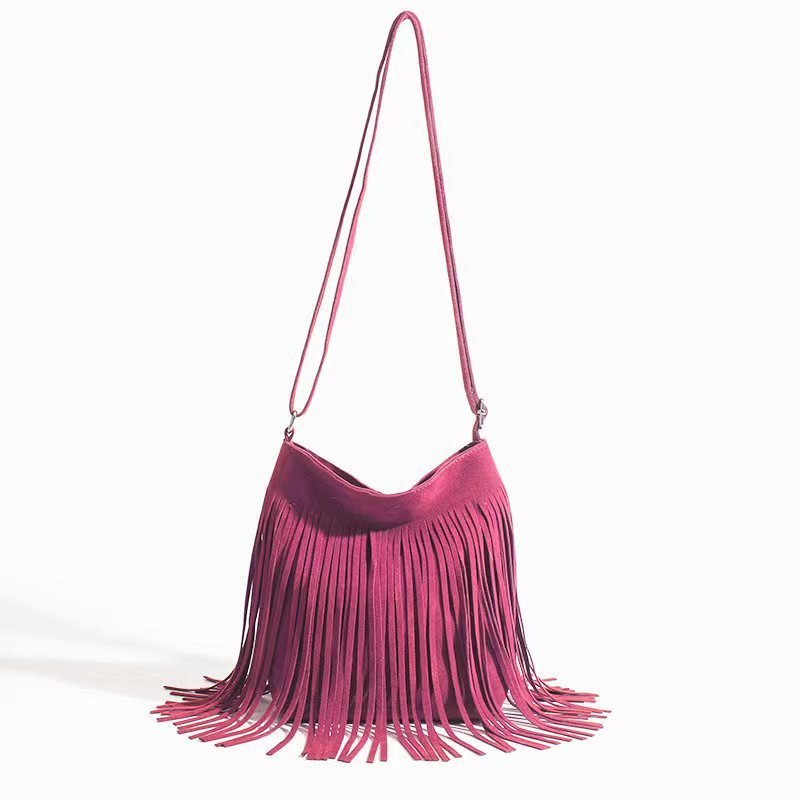 Popular Shoulder Bag with Artistic Tassel and Simple Design in Synthetic Leather - artistic tassel simple popular