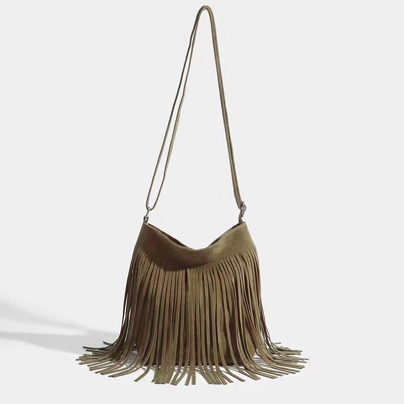 Popular Shoulder Bag with Artistic Tassel and Simple Design in Synthetic Leather - artistic tassel simple popular
