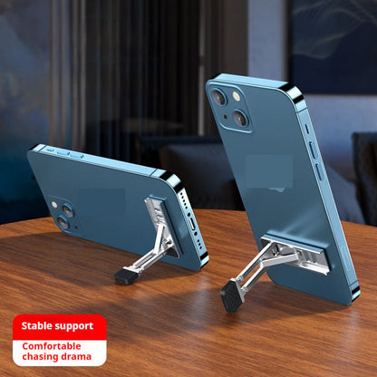 Portable Alloy Folding Phone Holder with Packaging Vertical Fingertip Bracket - small portable alloy folding vertical