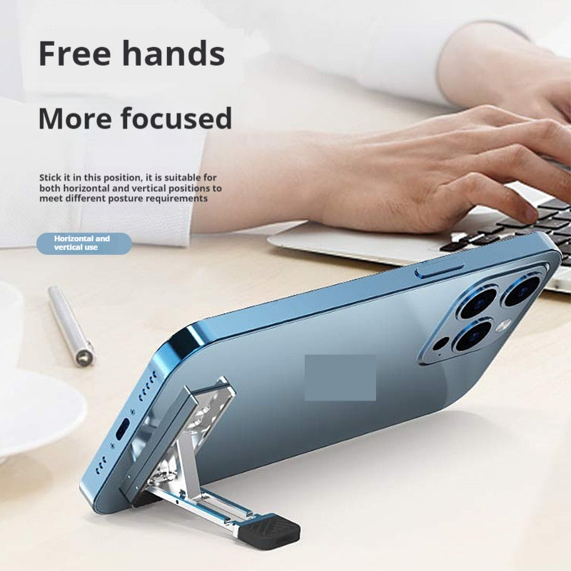 Portable Alloy Folding Phone Holder with Packaging Vertical Fingertip Bracket - small portable alloy folding vertical
