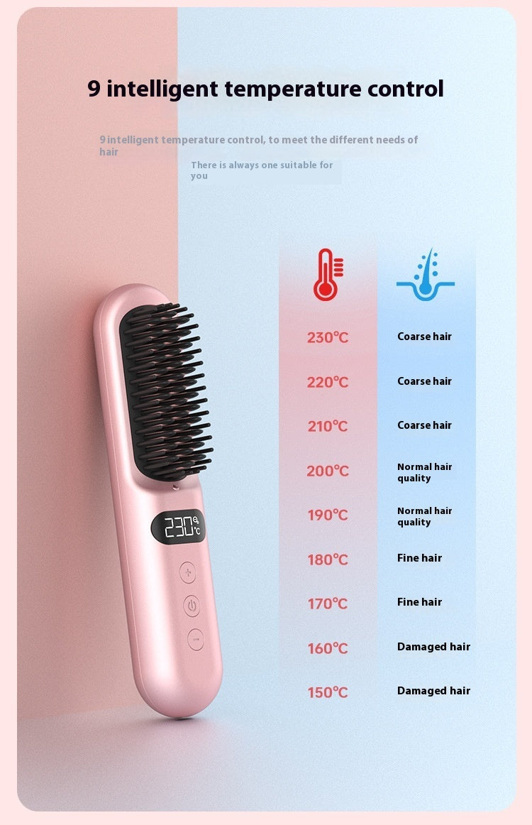 Portable Anion Straight Comb with Battery and USB Type-C Charging - portable anion straight comb buckle flip