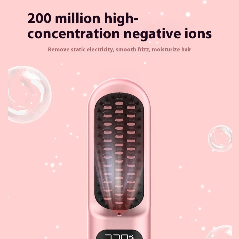 Portable Anion Straight Comb with Battery and USB Type-C Charging - portable anion straight comb buckle flip