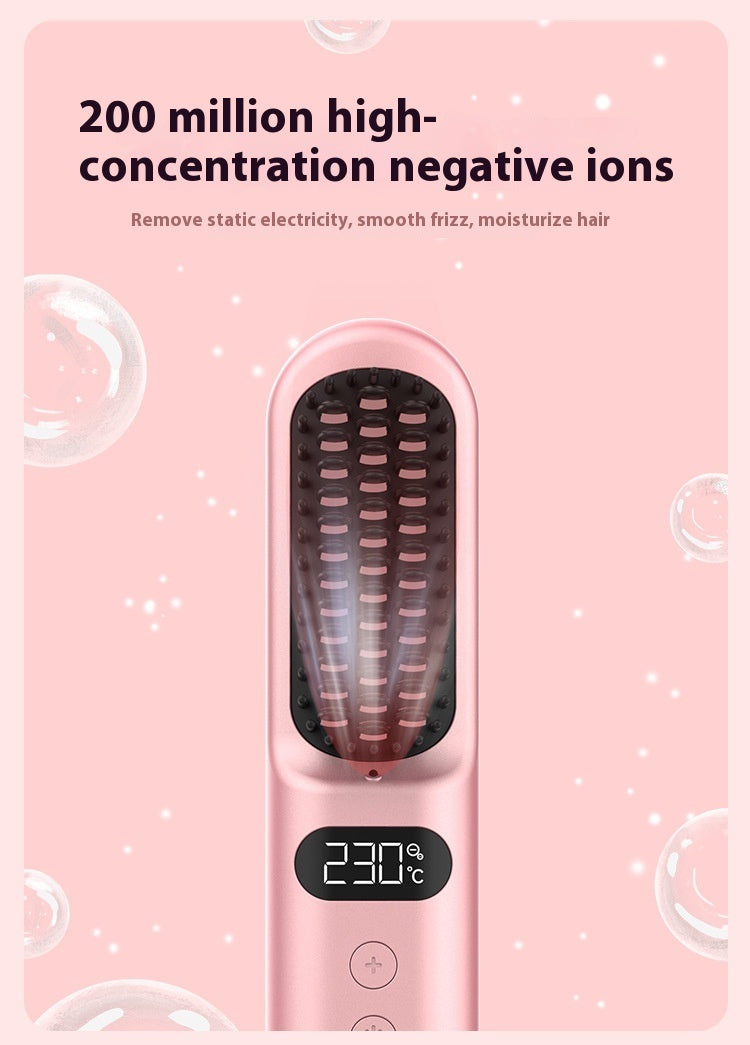 Portable Anion Straight Comb with Battery and USB Type-C Charging - portable anion straight comb buckle flip