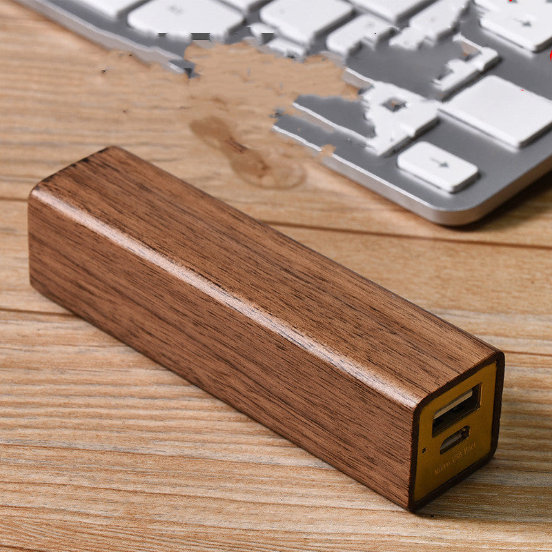 Portable Black Walnut Solid Wood Power Bank - Portable Black Walnut Power Bank with Lithium Ion Battery