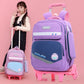 Light Purple and Dark Polyester Luggage with Pull Rod for United States Travel - Schoolbag Trolley That Pulls